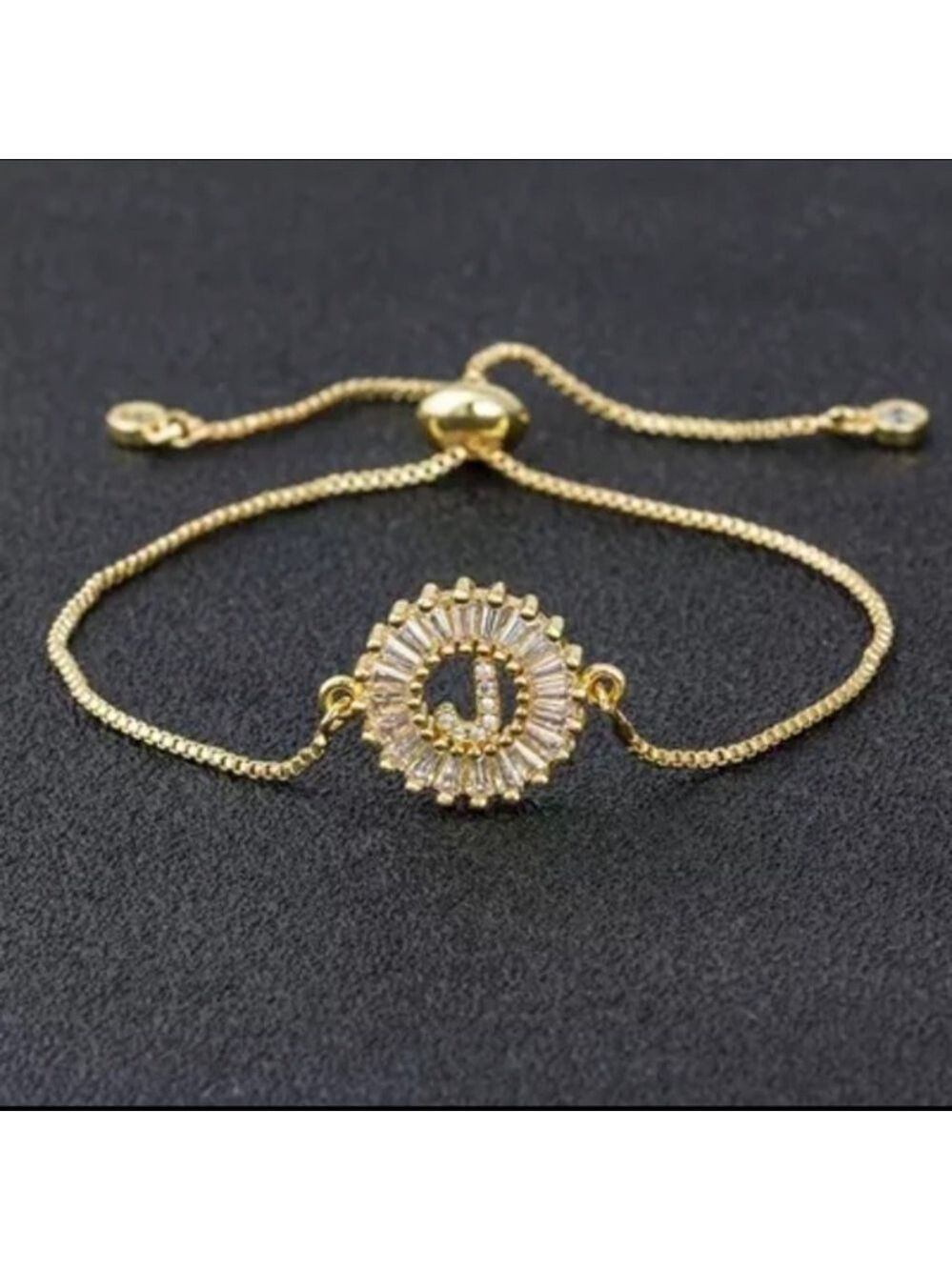 New Gold J Pave CZ Diamond Bracelet